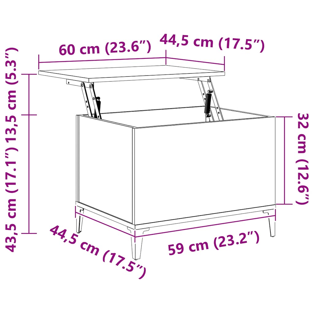 Tavolino Salotto Grigio Sonoma 60x44,5x45 cm Legno Multistrato