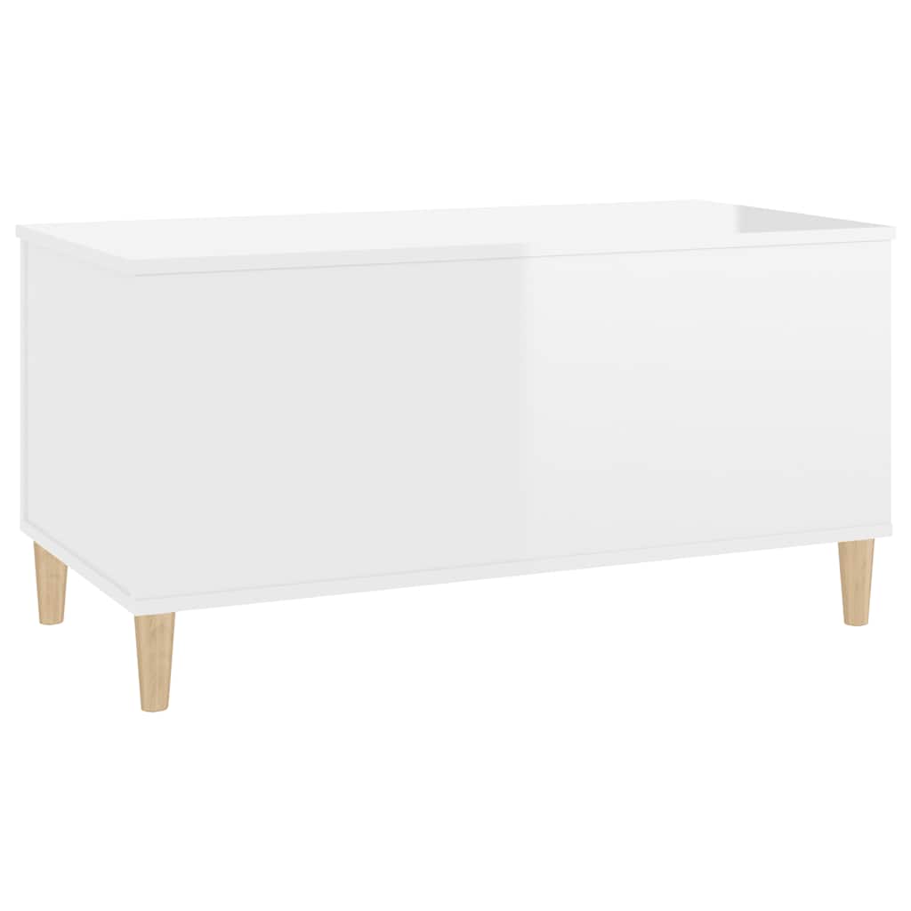 Tavolino Salotto Bianco Lucido 90x44,5x45 cm Legno Multistrato
