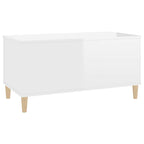Tavolino Salotto Bianco Lucido 90x44,5x45 cm Legno Multistrato