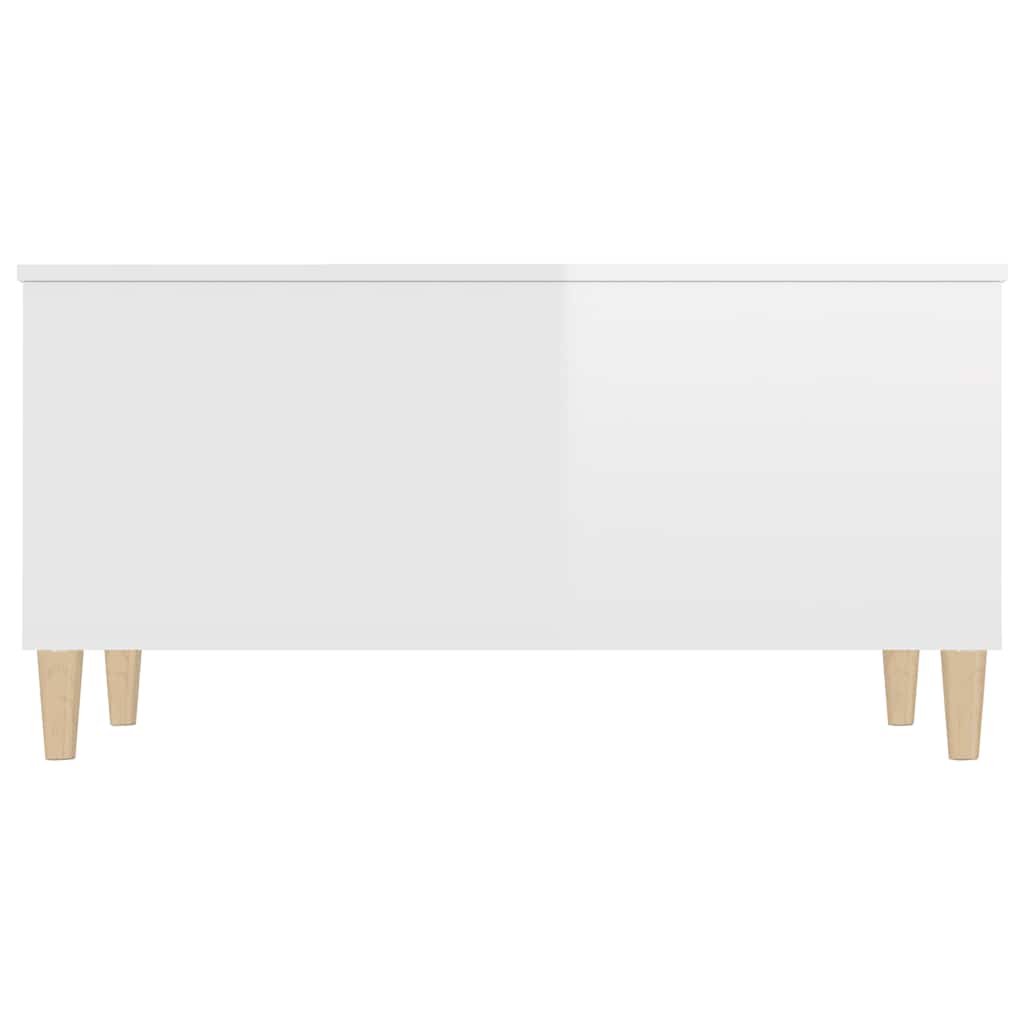 Tavolino Salotto Bianco Lucido 90x44,5x45 cm Legno Multistrato