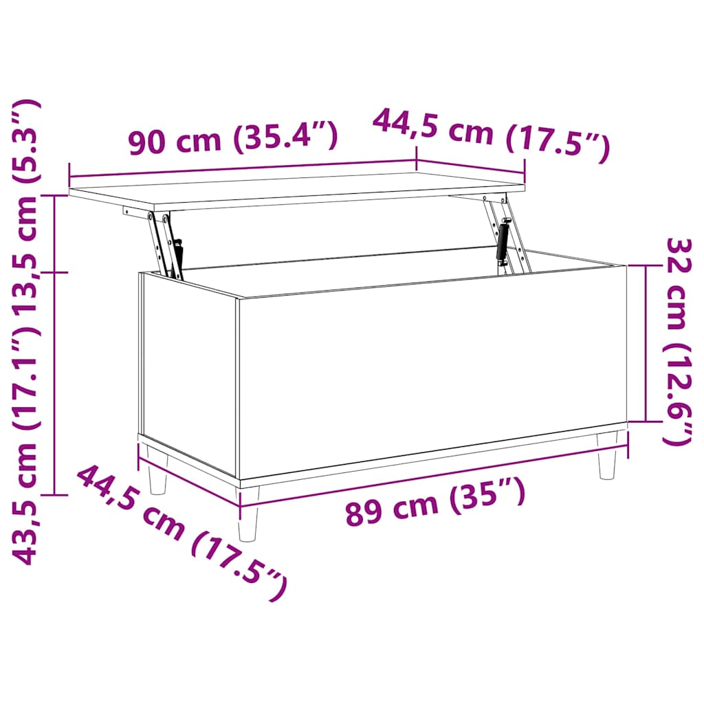 Tavolino Salotto Bianco Lucido 90x44,5x45 cm Legno Multistrato