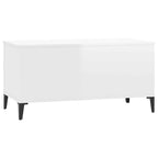 Tavolino Salotto Bianco Lucido 90x44,5x45 cm Legno Multistrato