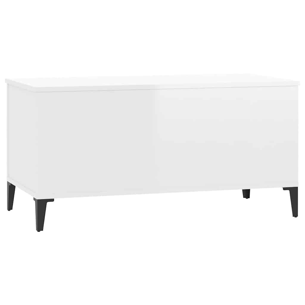 Tavolino Salotto Bianco Lucido 90x44,5x45 cm Legno Multistrato