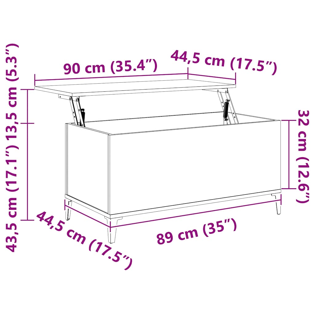 Tavolino Salotto Grigio Cemento 90x44,5x45 cm Legno Multistrato