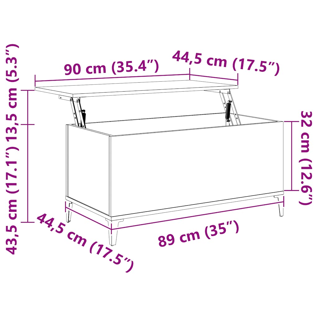 Tavolino Salotto Rovere Marrone 90x44,5x45 cm Legno Multistrato