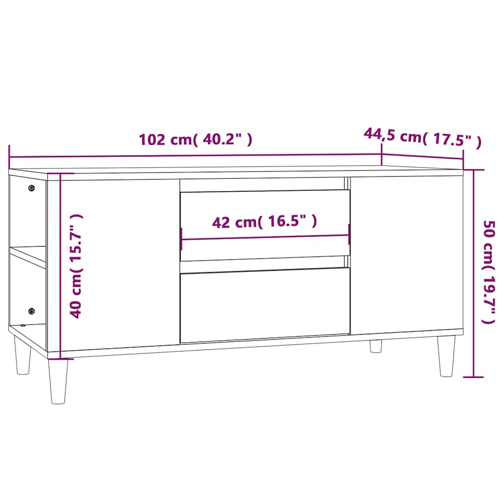 Mobile Porta TV Rovere Marrone 102x44,5x50 cm Legno Multistrato