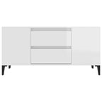 Mobile Porta TV Bianco Lucido 102x44,5x50 cm Legno Multistrato