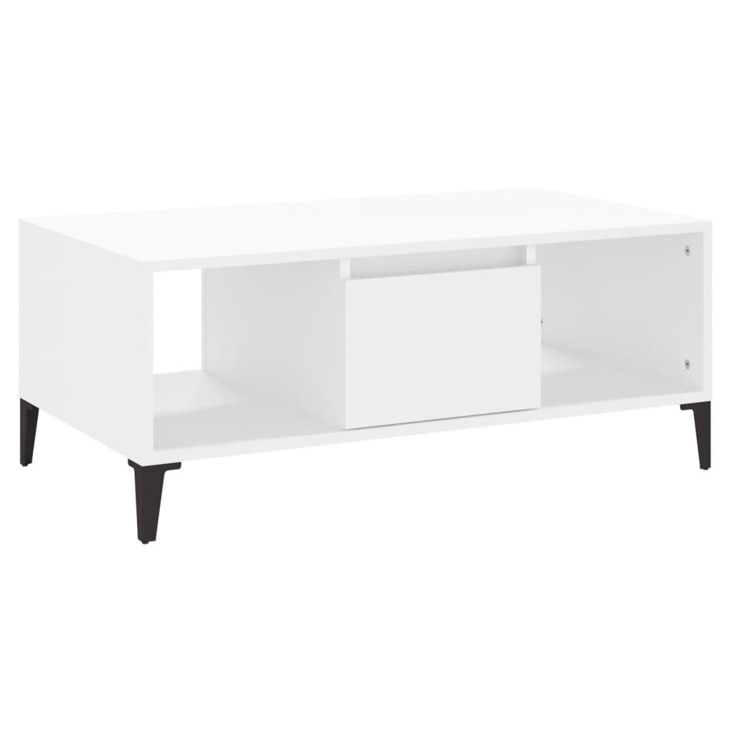 Tavolino da Salotto Bianco 90x50x36,5 cm in Legno Multistrato