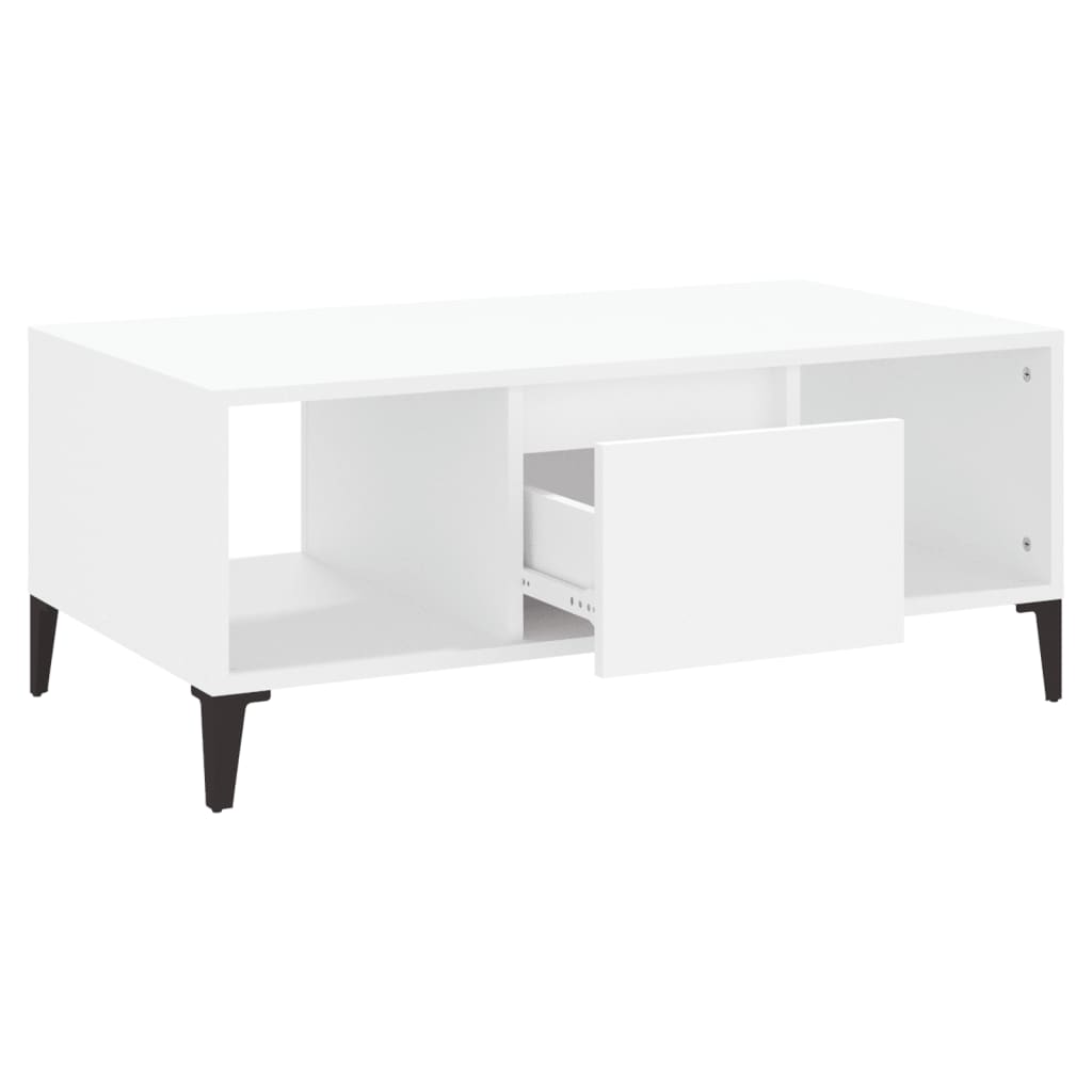 Tavolino da Salotto Bianco 90x50x36,5 cm in Legno Multistrato