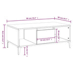 Tavolino da Salotto Bianco 90x50x36,5 cm in Legno Multistrato