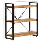 Libreria 3 Livelli 77x30x80 cm Legno Massello di Mango e Ferro