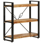Libreria 3 Livelli 77x30x80 cm Legno Massello di Mango e Ferro