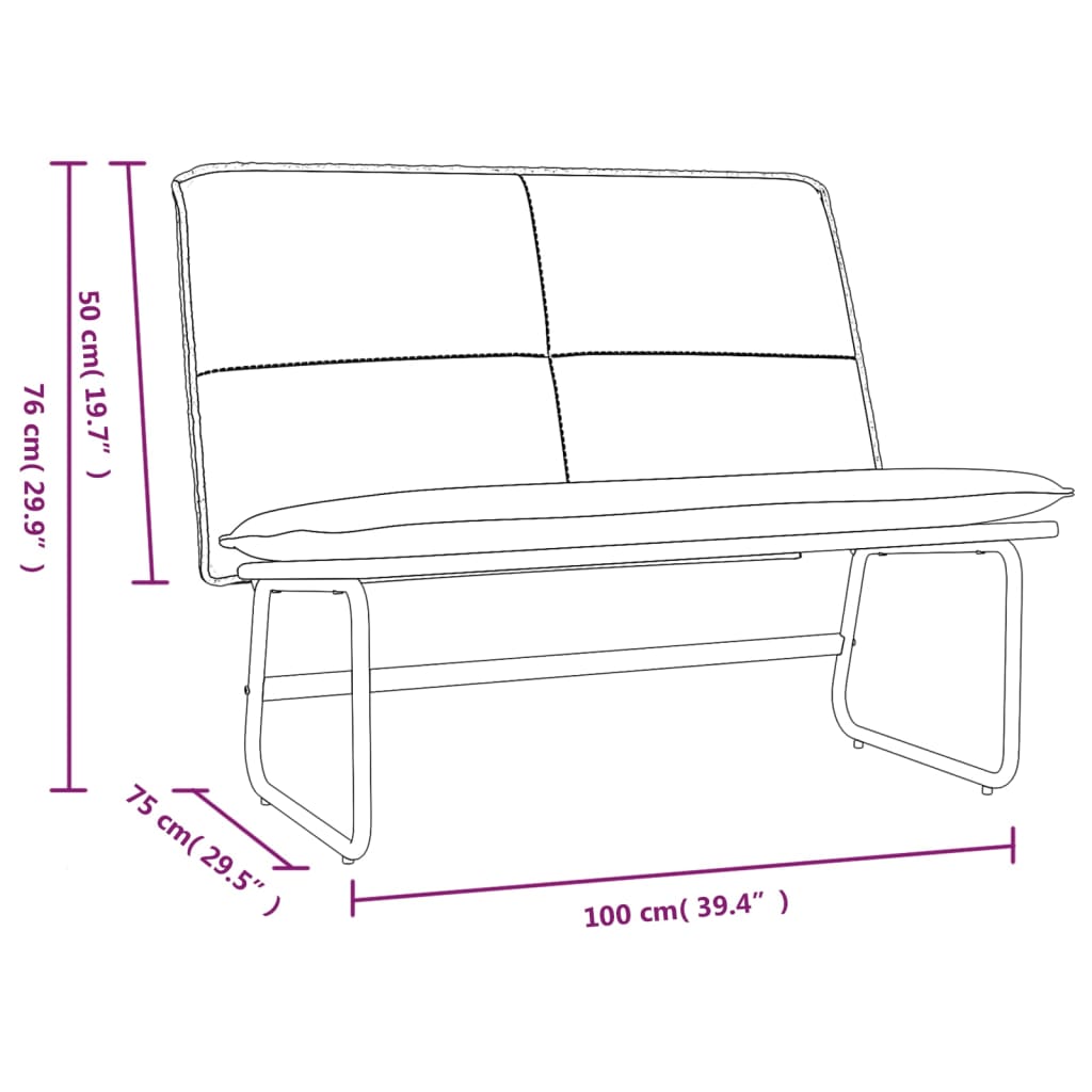 Panca Nera 100x75x76 cm in Similpelle