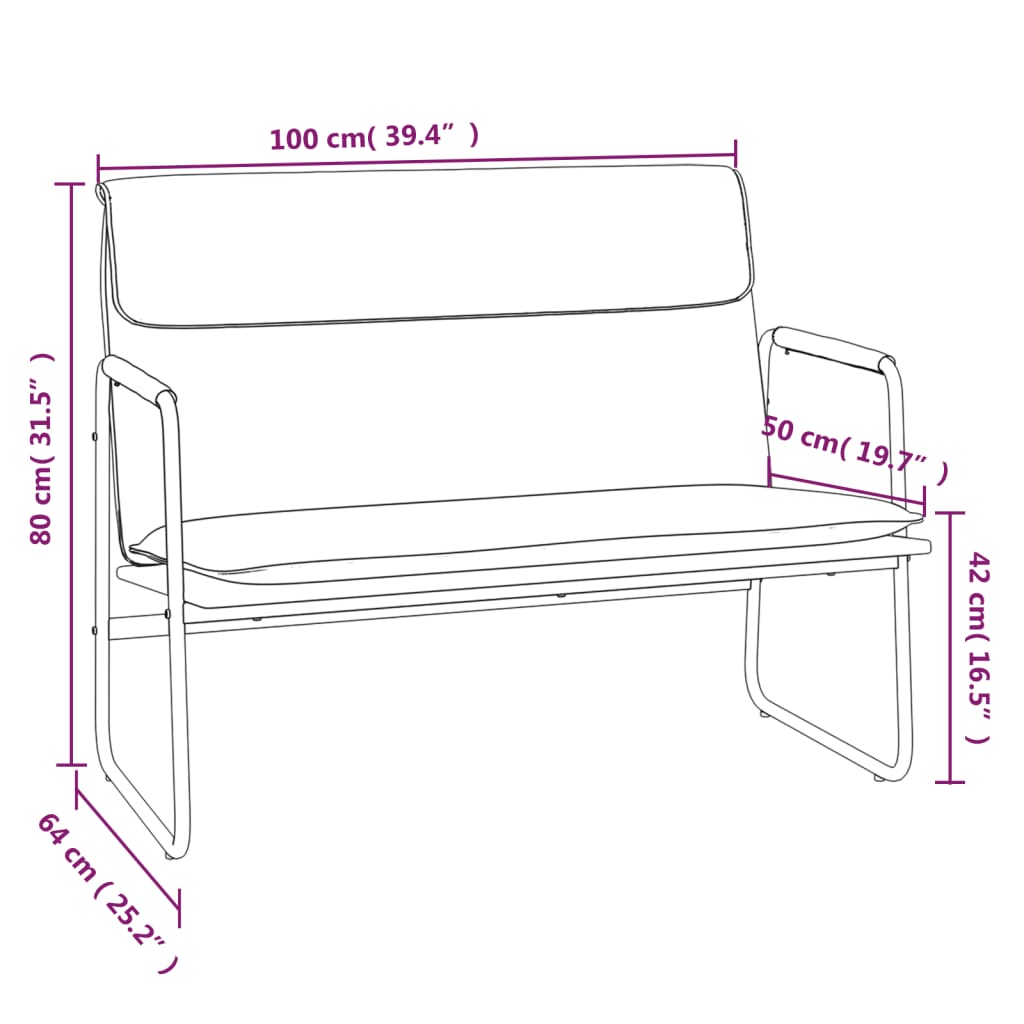 Panca Cappuccino 100x64x80 cm in Similpelle