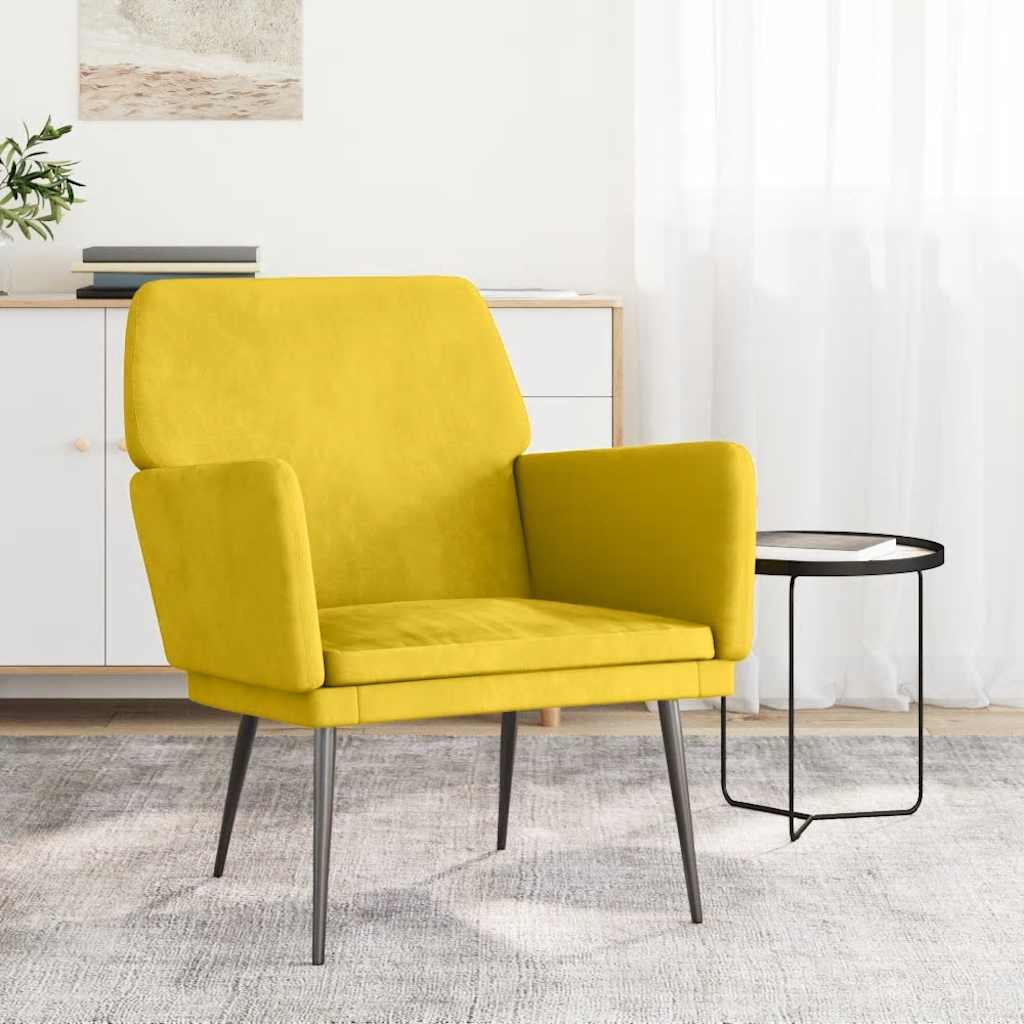 Poltrona Gialla 62x79x79 cm Velluto