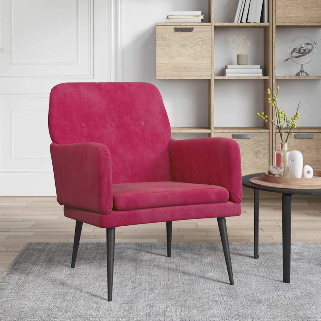 Poltrona Rosso Vino 62x79x79 cm Velluto