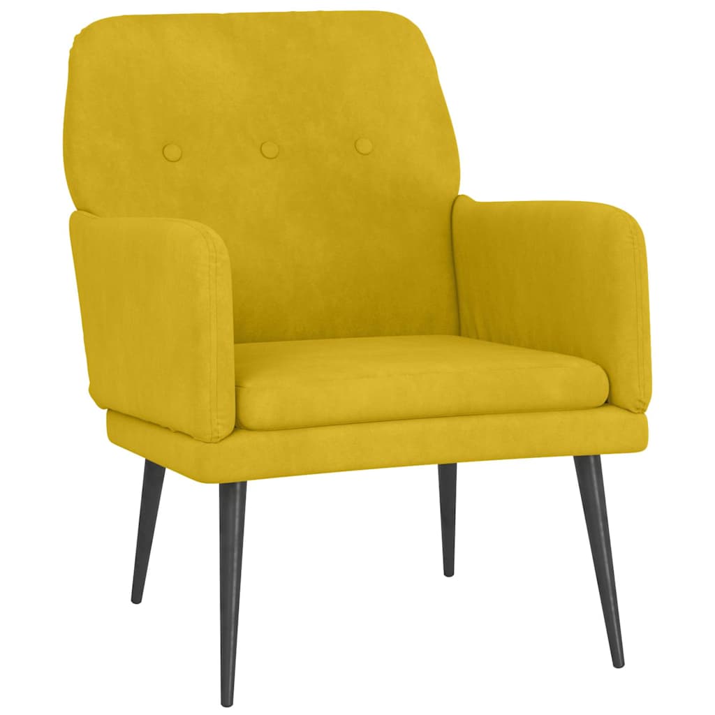 Poltrona Gialla 62x79x79 cm Velluto