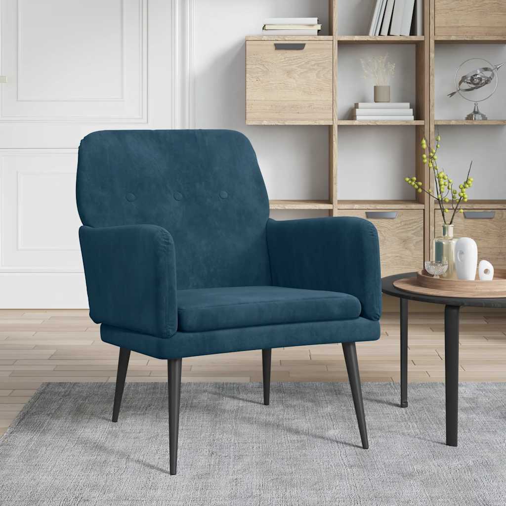 Poltrona Blu 62x79x79 cm Velluto