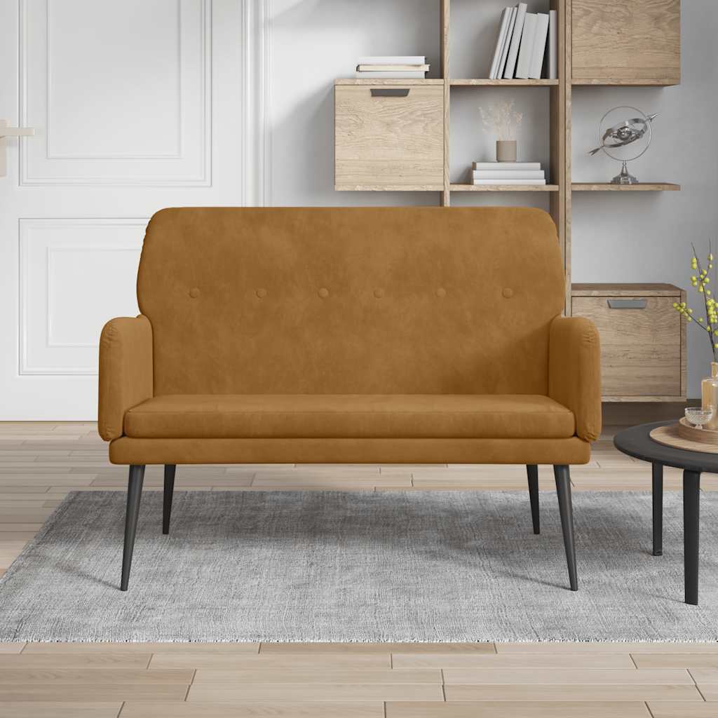 Panca Marrone 108x79x79 cm in Velluto