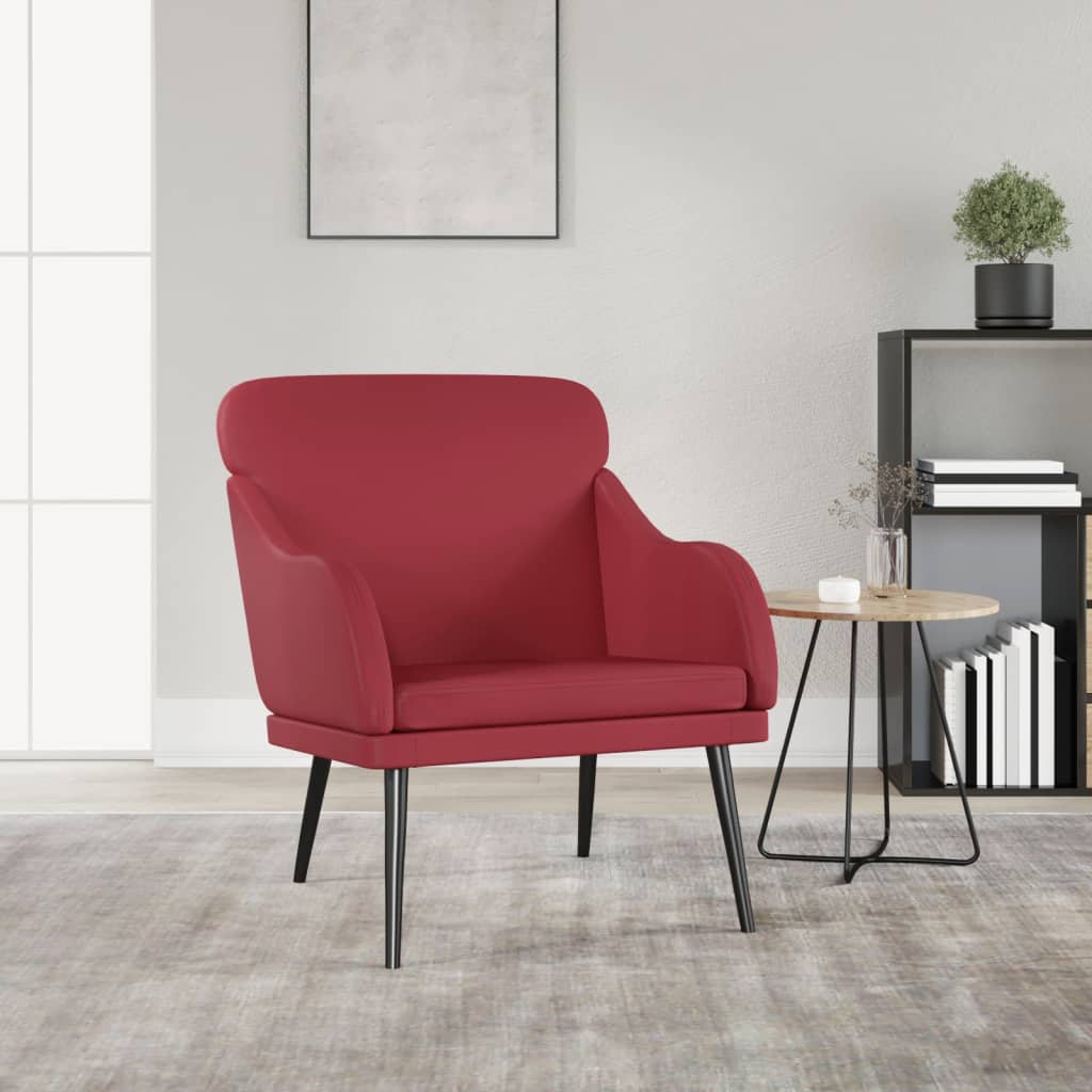 Poltrona Rosso Vino 63x76x80 cm Similpelle