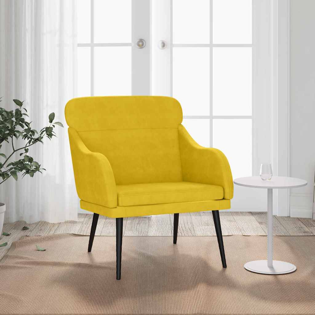 Poltrona Gialla 63x76x80 cm Velluto