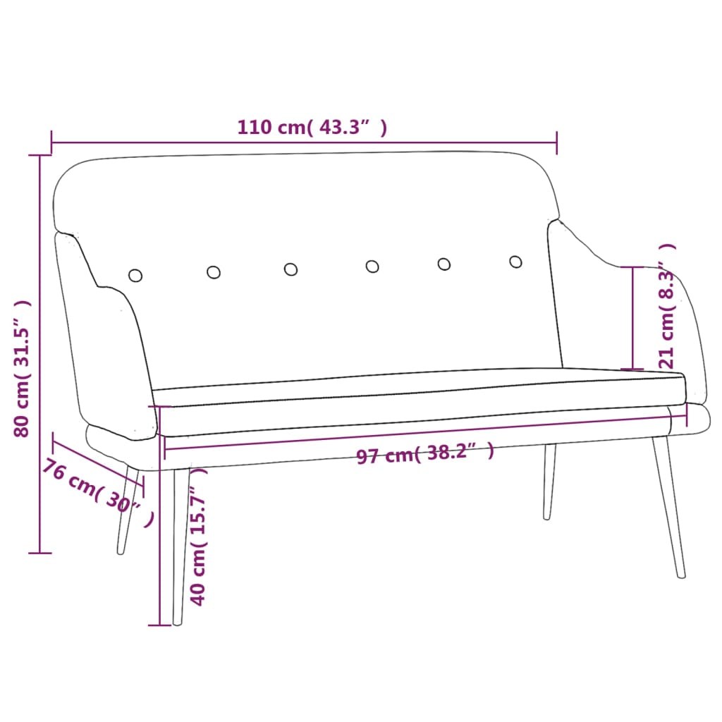 Panca Grigio Scuro 110x76x80 cm in Tessuto