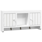 Armadietto per Chiavi Bianco 40x8,5x20 cm in Legno e Acciaio