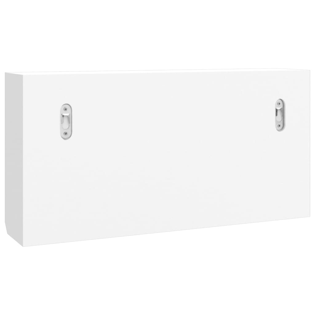 Armadietto per Chiavi Bianco 40x8,5x20 cm in Legno e Acciaio