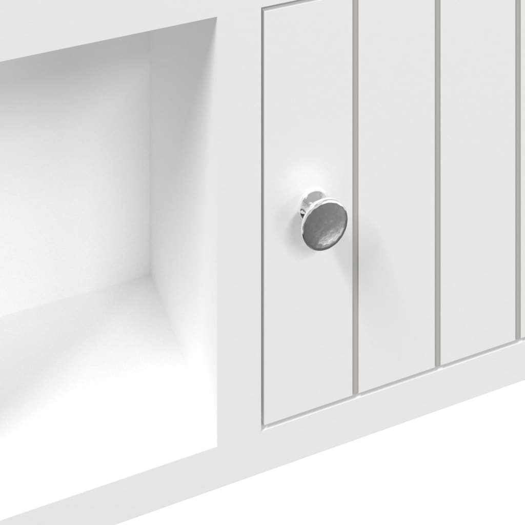 Armadietto per Chiavi Bianco 40x8,5x20 cm in Legno e Acciaio