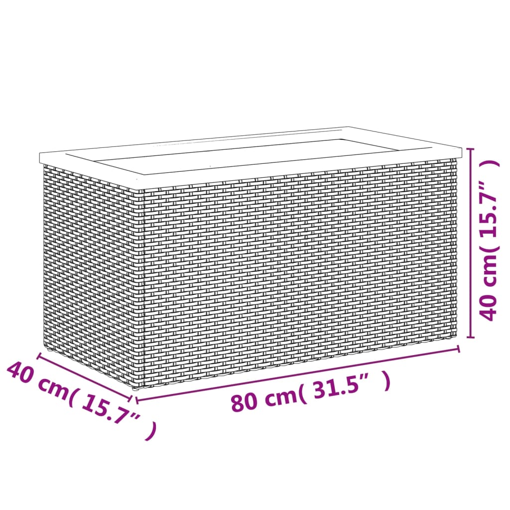 Fioriera Nera 80x40x40 cm in Polyrattan