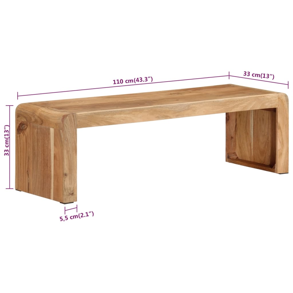 Mobile Porta TV 110x33x33 cm in Legno Massello di Acacia
