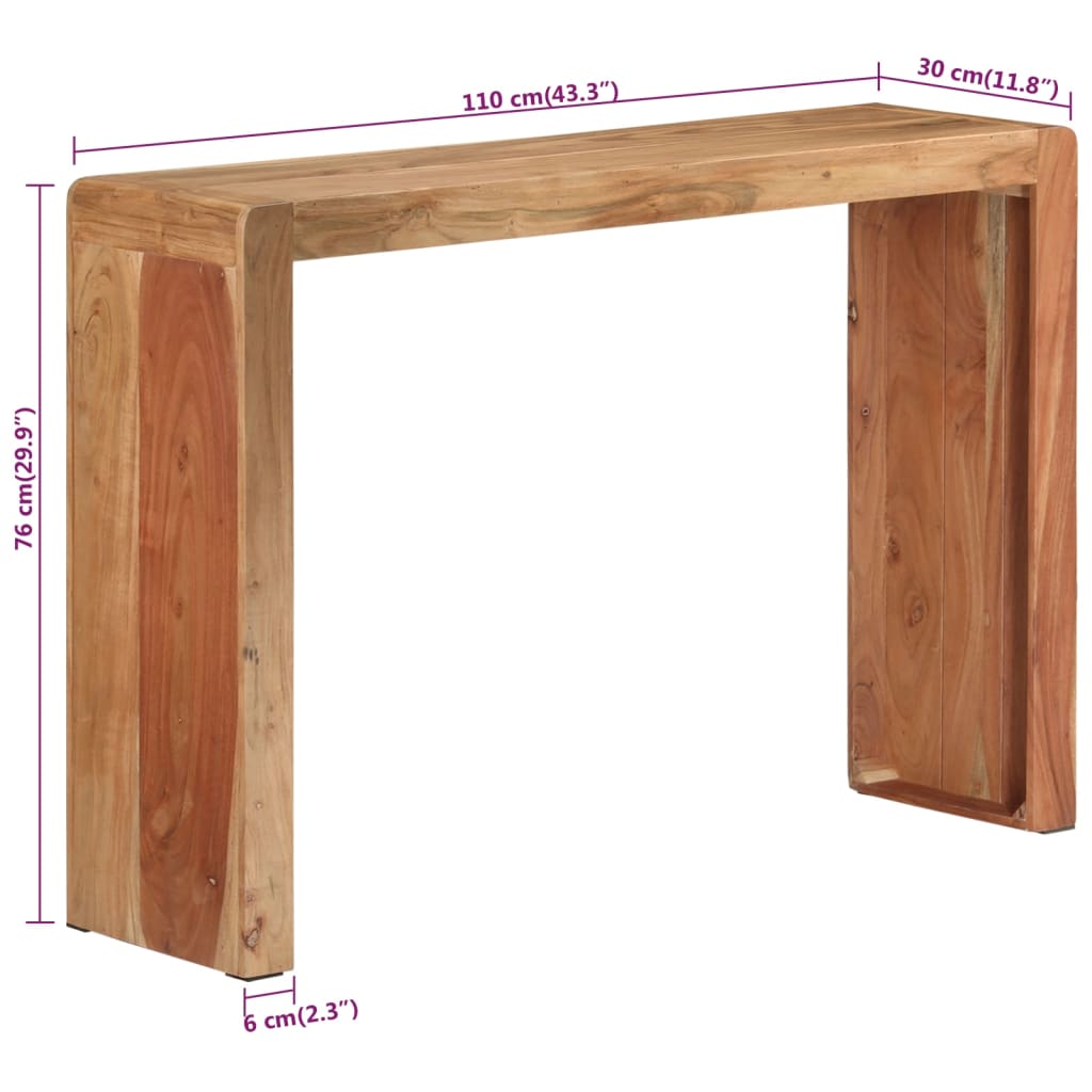Tavolo Consolle 110x30x76 cm in Legno Massello di Acacia