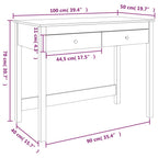 Scrivania con Cassetti Bianca 100x50x78 cm Legno Massello Pino