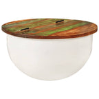 Tavolino da Salotto Bianco 50x27 cm Legno Massello di Recupero