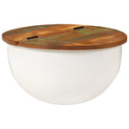 Tavolino da Salotto Bianco 50x27 cm Legno Massello di Recupero