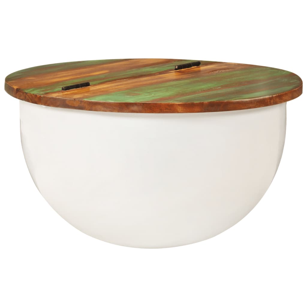 Tavolino da Salotto Bianco 50x27 cm Legno Massello di Recupero