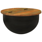 Tavolino da Salotto Nero 50x27 cm in Legno Massello di Recupero