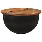 Tavolino da Salotto Nero 50x27 cm in Legno Massello di Recupero