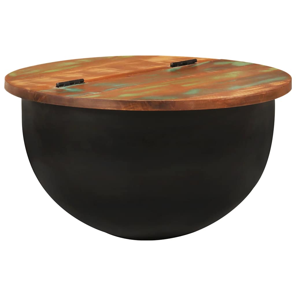Tavolino da Salotto Nero 50x27 cm in Legno Massello di Recupero