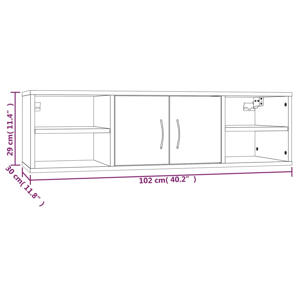 Mensola a Muro Rovere Fumo 102x30x29 cm Legno Multistrato