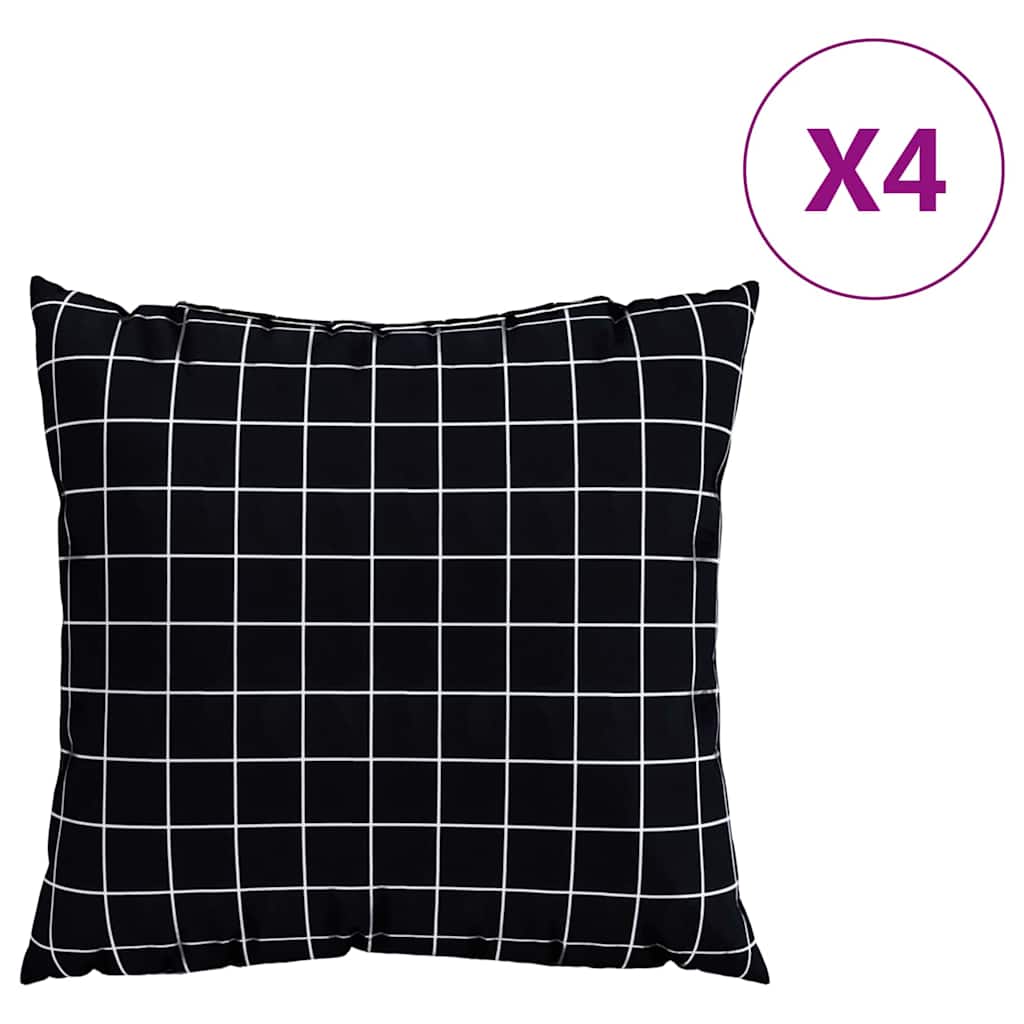 Cuscini Scatter a scacchi 4 pcs Quadro Nero 50 x 50 cm