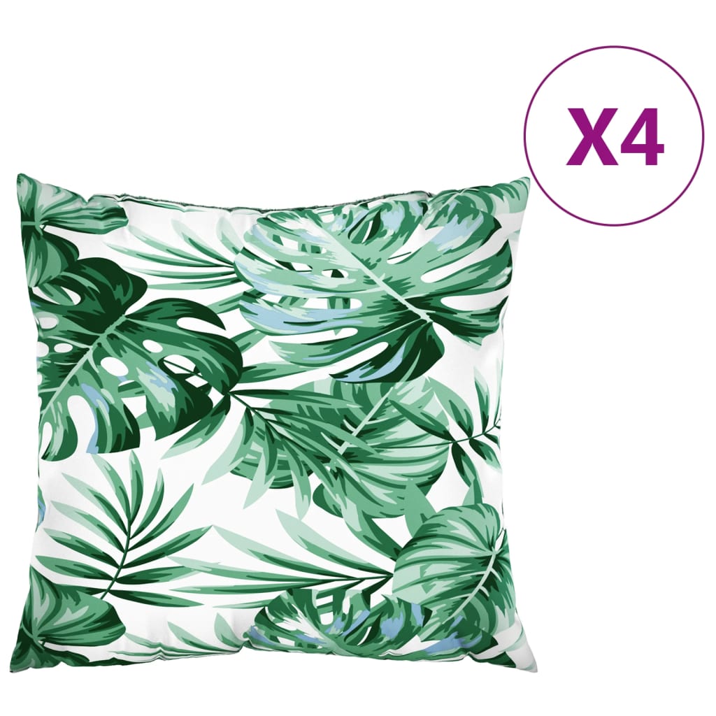 Cuscini per Divano 4 pz Motivo a Foglie 60x60 cm in Tessuto
