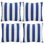 Cuscini Decorativi 4pz Strisce Blu e Bianco 60x60 cm Tessuto