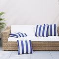 Cuscini Decorativi 4pz Strisce Blu e Bianco 60x60 cm Tessuto