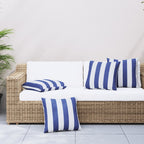 Cuscini Decorativi 4pz Strisce Blu e Bianco 60x60 cm Tessuto