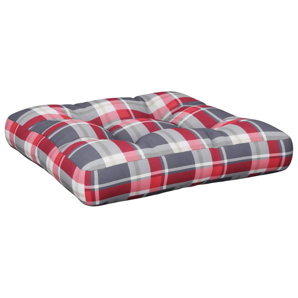 Cuscino per Pallet a Quadri Rossi 50x50x12 cm in Tessuto