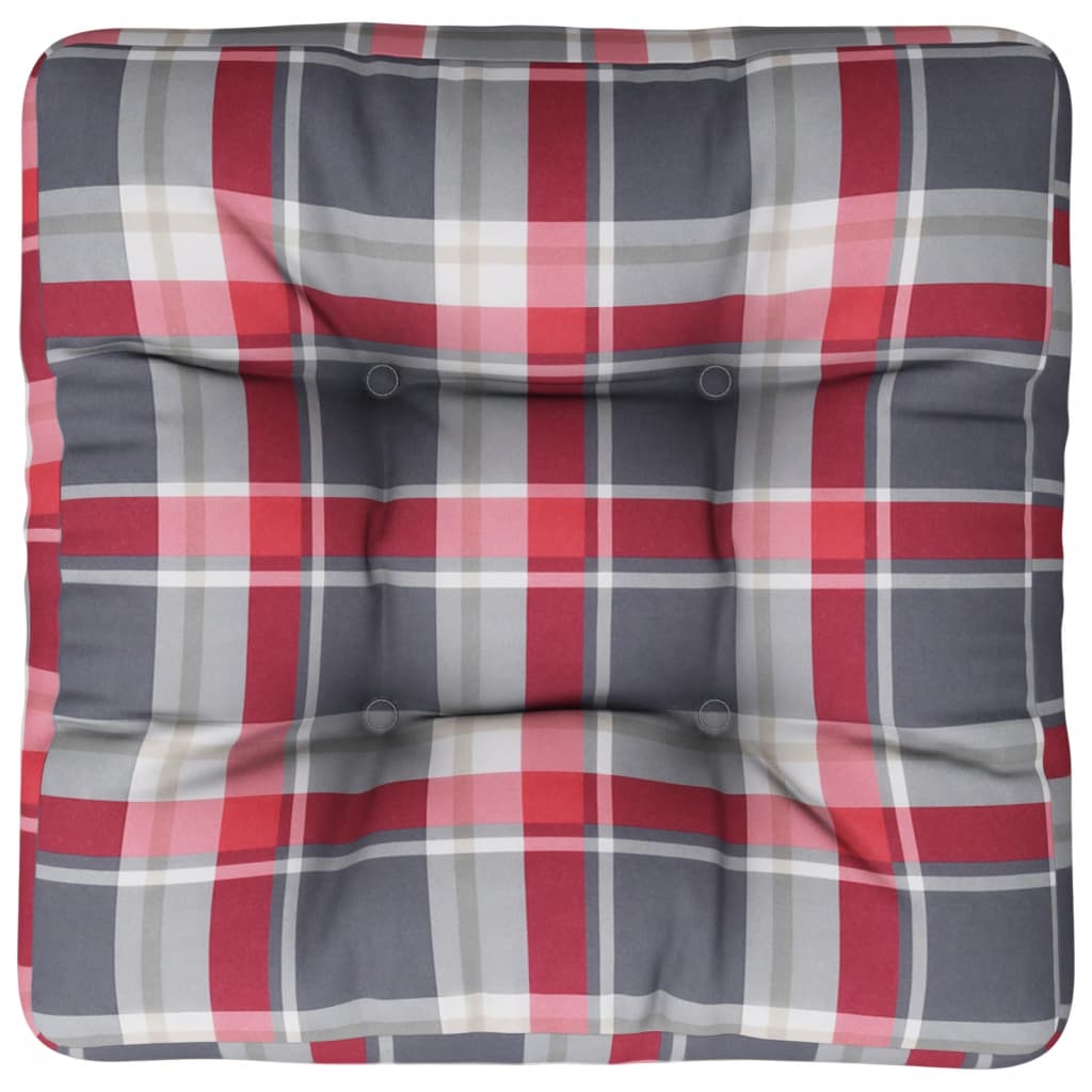 Cuscino per Pallet a Quadri Rossi 50x50x12 cm in Tessuto