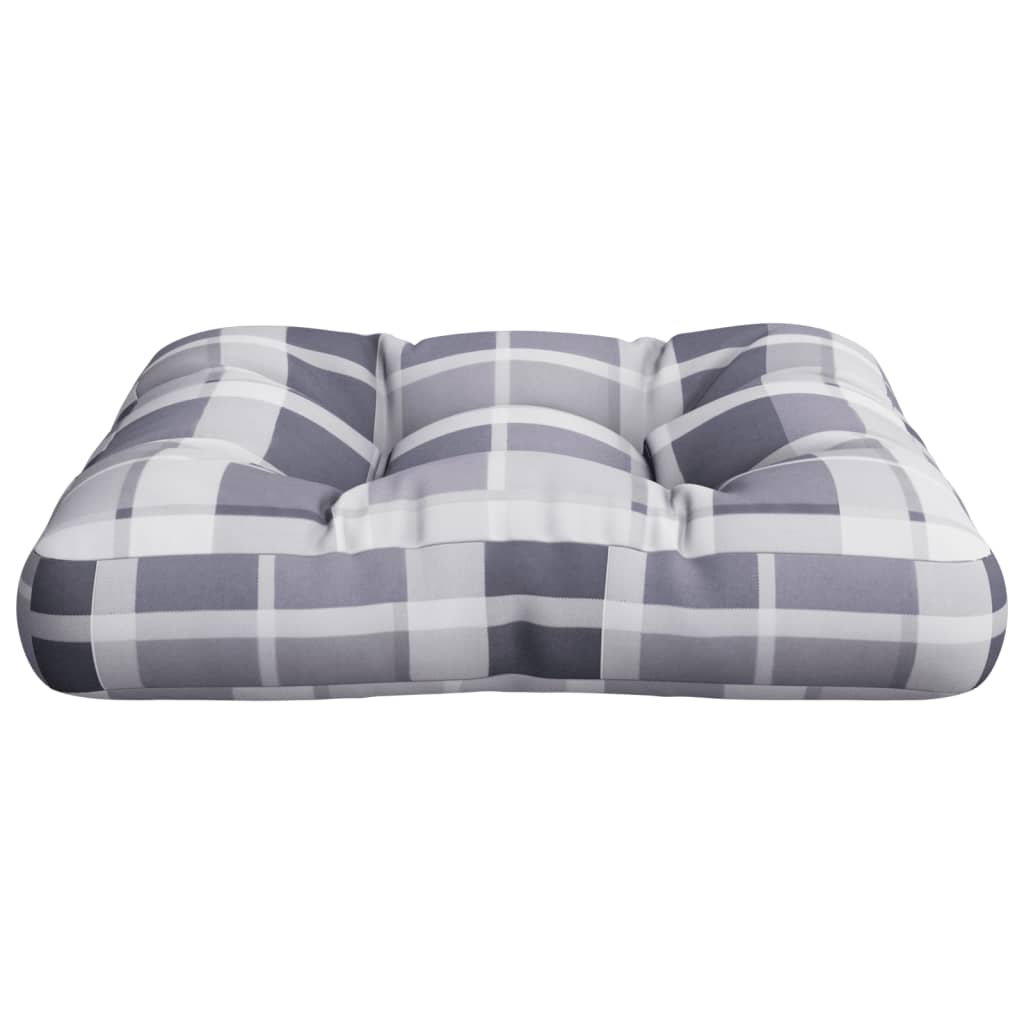 Cuscino per Pallet Motivo a Quadri Grigi 50x50x12 cm in Tessuto