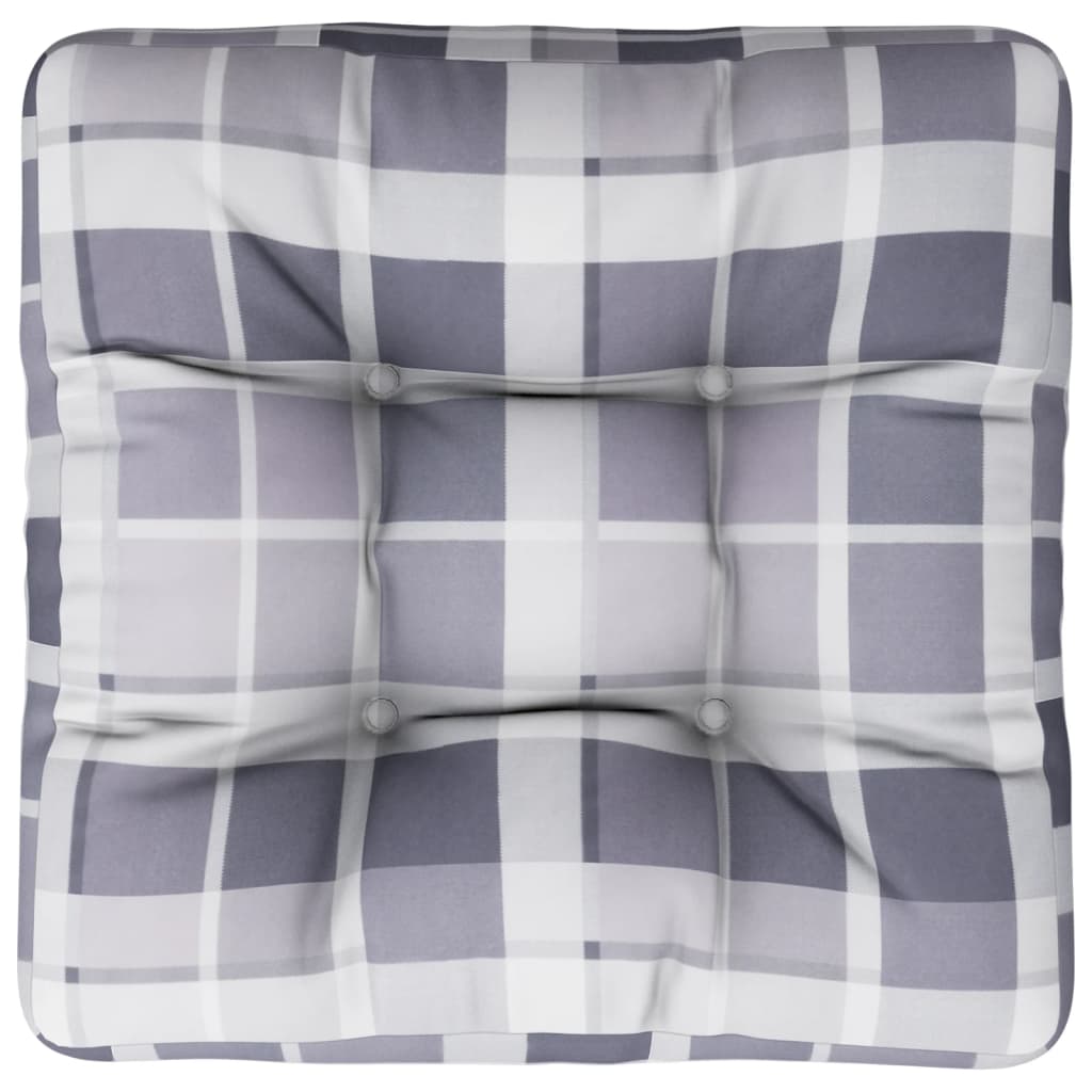 Cuscino per Pallet Motivo a Quadri Grigi 50x50x12 cm in Tessuto
