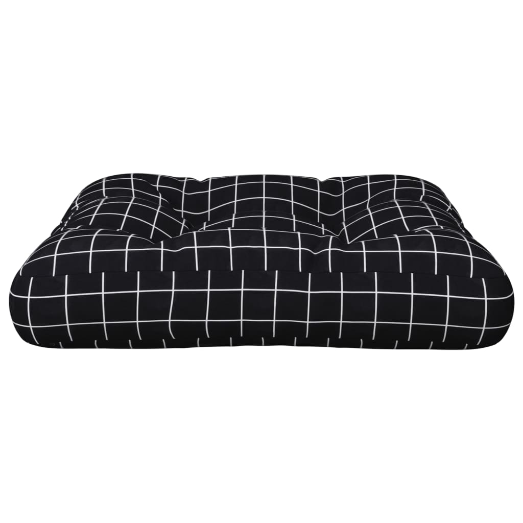 Cuscino per Pallet Motivo a Quadri Nero 50x50x12 cm in Tessuto